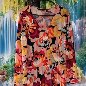 G.I.L.I. Colorful Floral Long Sleeve Dress